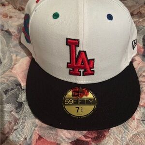 New Era White and Black LA Cap
